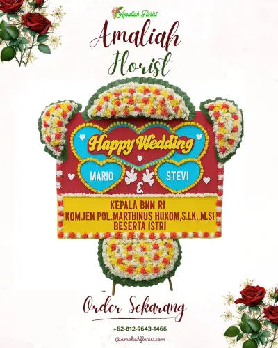Karangan Papan Bunga Pernikahan di Tlagasana